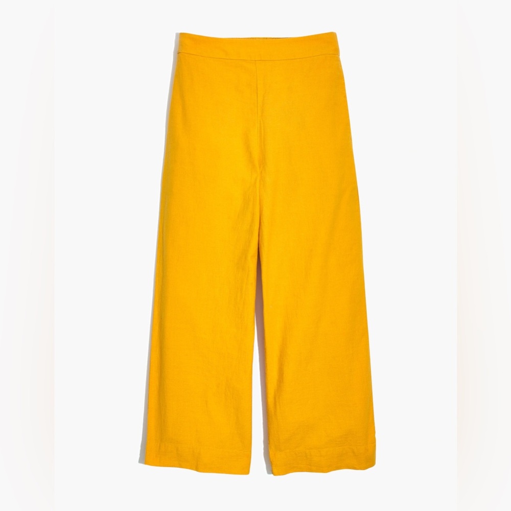 Madewell wide leg Linen crop pants in golden lantern mustard yellow cotton